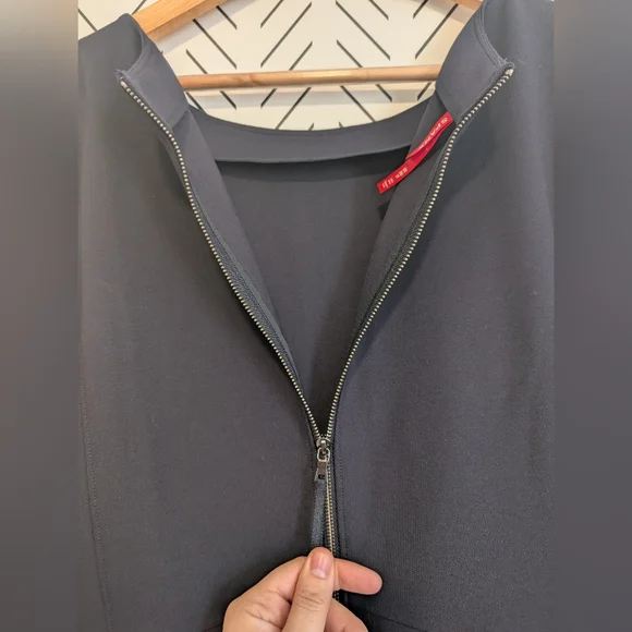 SPANX perfect aline 3/4 sleeve navy zip dress NWOT - Picture 9 of 11